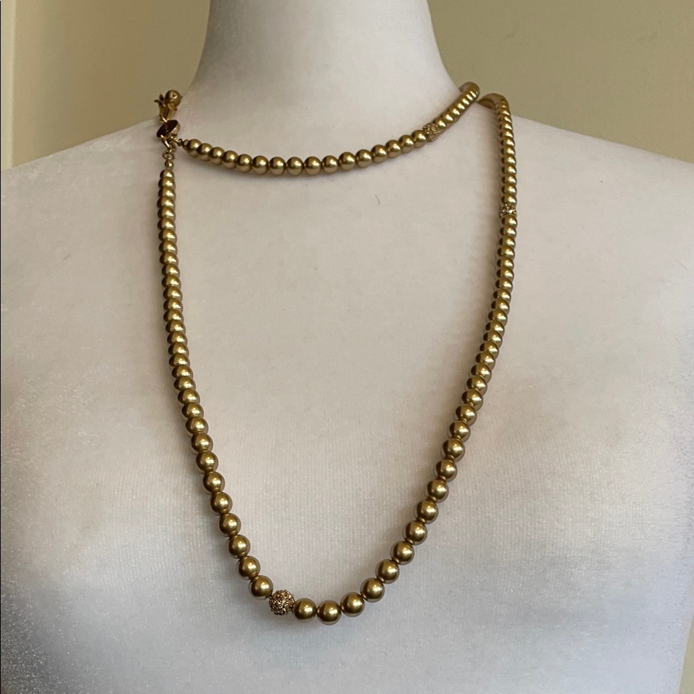 GIVENCHY Gold Crystal Bead 2 Strand Necklace Rare Vintage